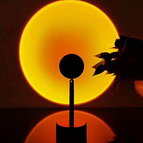 Balkwan Sunset Red Projection Lamp with Rotating Rainbow LED Night Light Floor Stand