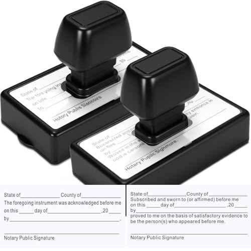Marspark 2 Pcs Notary Stamps Includes Acknowledgement & Jurat Stamp Self Inking Notary Public Seal Supplies for Sworn and Subscribed, 1.38 x 3.35 inches