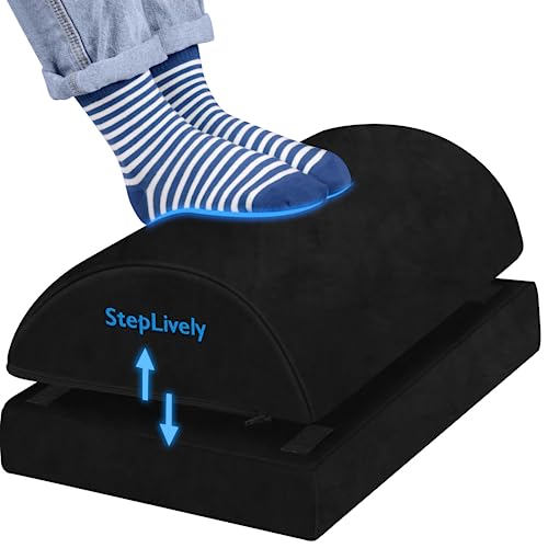 StepLively Foot Rest for Under Desk, 2-Height Adjustables, Black (Large)
