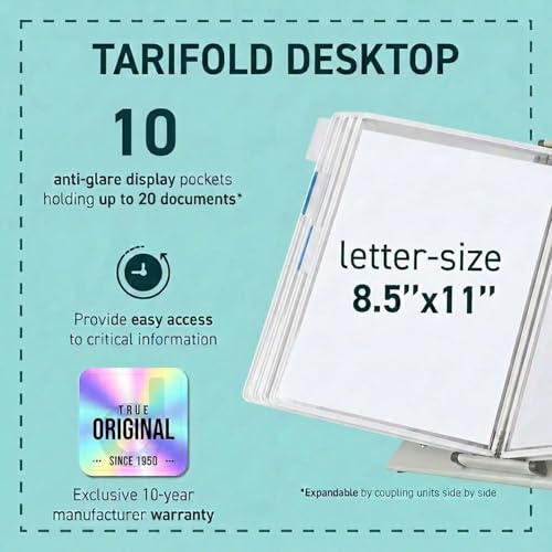Tarifold Desktop Reference Display System 10 Pockets White, Expandable Organizer