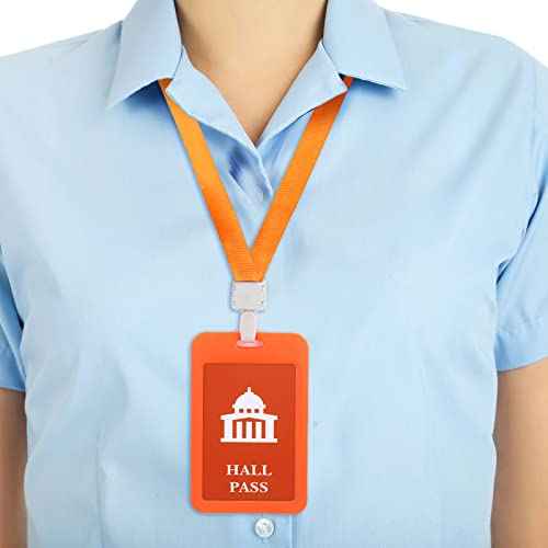 8 Pcs Hall Lanyards and School Passes Set Unbreakable PVC School Passes Set Teacher Lanyard Library Office Nurse Restroom Bathroom Passes for Classrooms and Teachers Supplies (Classic Style)