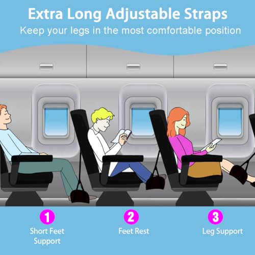 Aksiko 2 Pack Airplane Foot Rest Hammocks Adjustable Memory Foam 6 x 5 x 8 in