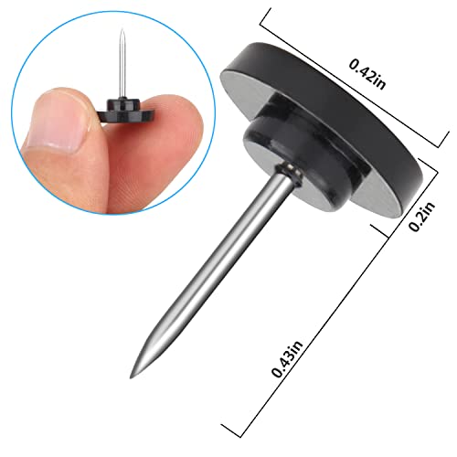 Yalis 200-Count Black Push Pins — Flat Head Thumb Tacks, Stainless Steel Pin, Plastic Head