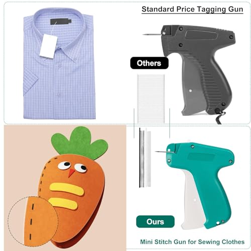 Mini Stitch Gun for Clothes, Mini Clothing Stitch Gun Speedy Cloth Fixer, Quick Cloth Sewing Stitch Gun, NIFUYOP Tagging Gun Kit with 2500 Black & 2500 White Fasteners, 6 Needles and Hard Case