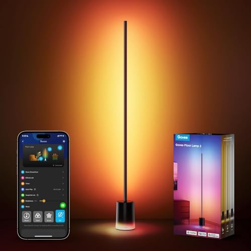 Govee RGBIC Smart Floor Lamp 2 - Black, Voice & App Controlled, Dimmable, 60 Inch