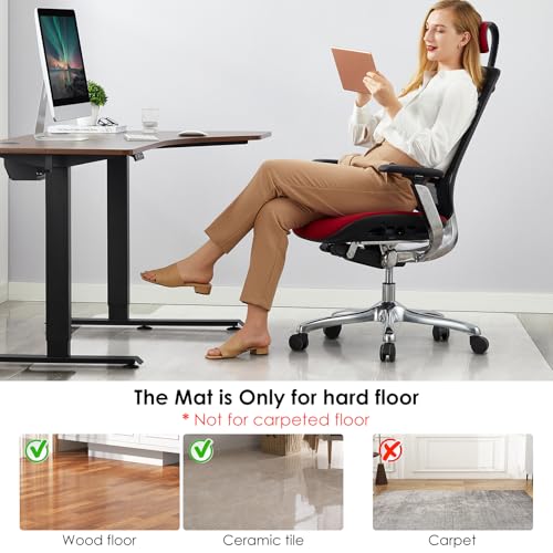 Clear PVC Office Chair Mat - Stronger & Durable Desk Mat for Hardwood Floor, Non-Slip Floor Protector for Office Chair Casters, Chair Mat for Desk (Clear for Hardwood, 36X47IN with Lip)