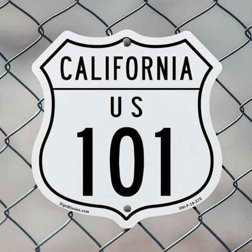 California Route Marker Shield Sign Us 101 (2 Pack) 18 inch X 18 inch Shield Shaped Commercial Grade Plastic Signs Weather Resistant, UV Protected for Workplace Made in the USA