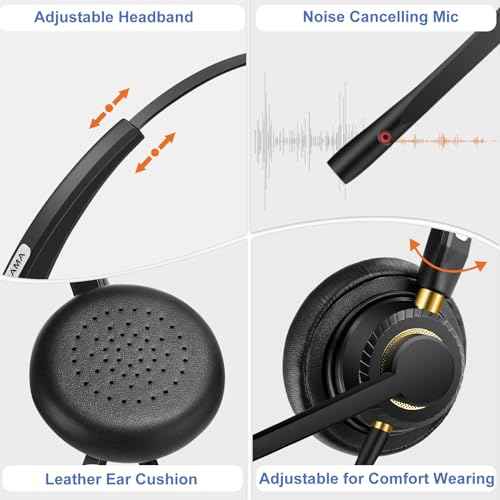 Arama Phone Headset for Cisco Landline, Noise Canceling Microphone Mute Switch Telephone Headset Compatible with Cisco IP-7821 7841 7942G 7931G 7940 7941G 7945G 7960 7961G 7962G 7965G 7975G 8811 8841