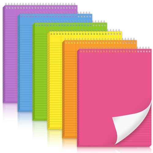 gisgfim 6 Pcs Colorful Top Bound Spiral Notebooks 8.5" x 11" College Ruled Aesthetic Legal Pad Steno Pads Colored Paper Assorted Covers Wirebound Notepad for Writing School Office Supplies
