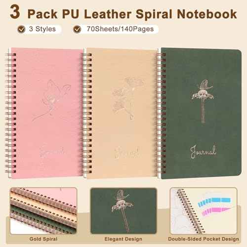 Stationery Gift Set, Bible Journaling Kit with 3PCS A5 Spiral Notebooks, Gel Pens, Steel Bookmark, Sticky Notes & Tabs, Gift Box - Aesthetic Desk Accessories Office Supplies for Women
