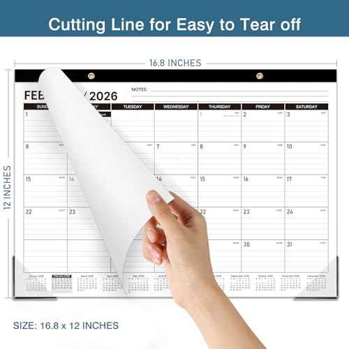 2026 Desk Calendar - 12 Months Large Desk Calendar 2026, Jan 2026 - Dec 2026, 17" x 12", Desk Pad, Large Ruled Blocks, to-do List & Notes, Best Desk/Wall Calendar for Planning or Organizing
