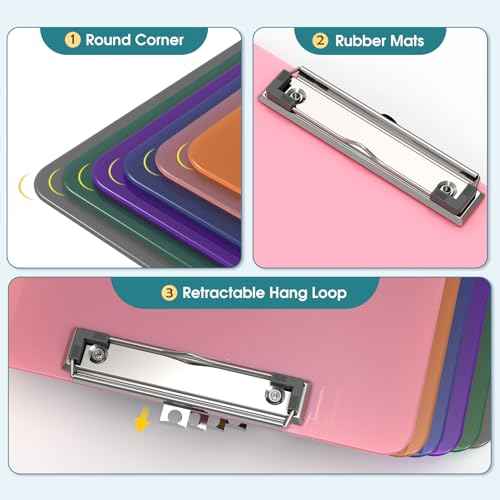 Color Clipboards 30 Pack, A4 Plastic Clear Clip Board 8.5 x 11 for Classroom, Students, Kid, Woman, Size 9" x 12.5" with Low Profile Clip, Office & School Supply