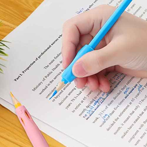 Ergonomic Pencil Grips Silicone 8 Pcs for Kids and Adults Handwriting, Gel Pen Grips with 3 Concaves, 1 Pack 4 Colors