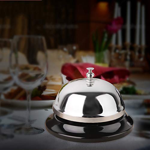 HeeYaa 3.3 Inch Diameter Metal Call Bell for Hotels, Hospitals, Reception, Silver