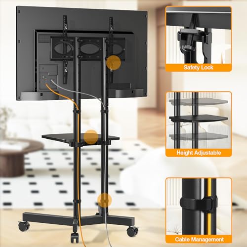 Mobile TV Stand with Upgraded 360° Locking Wheels, Fits 32-75 Inch TVs (Up to 88 lbs) - TAVR Furniture