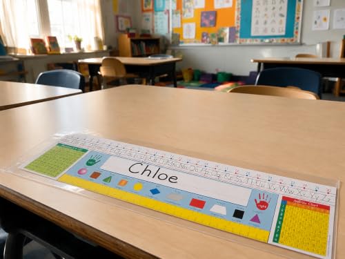 40PCS Classroom Nameplate Pockets - Clear Self-Adhesive Desk Tag Holders, 10.3 x 3.3 Inches, Thick PVC, Removable for Student Desks
