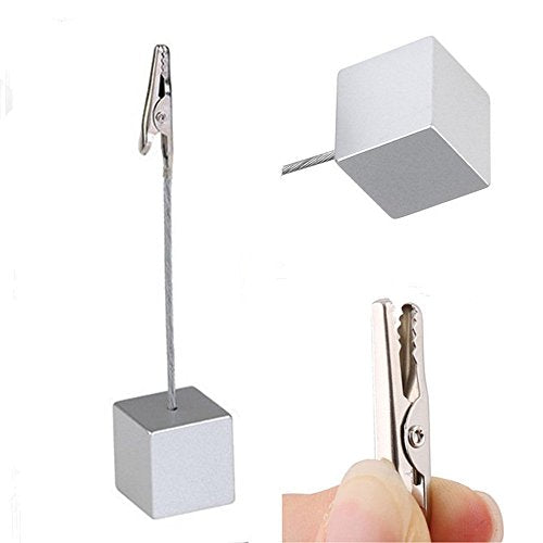 Silver Cube Memo Clip Holders 10Pcs - Desk Office Paper & Photo Holders