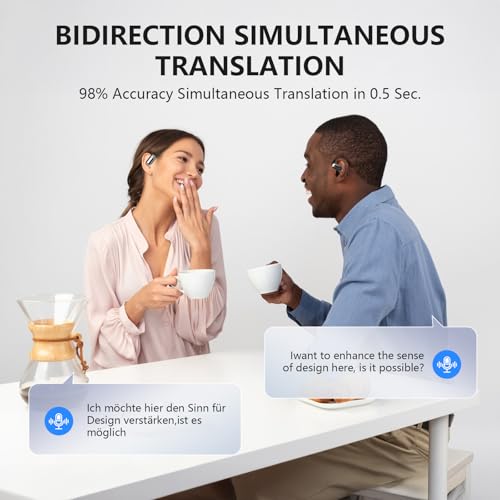 Translation Earbuds Real Time - AI 144 Language Translator Earbuds, Audifonos Traductores Ingl?s Espa?ol, 3-in-1 Translating Device, Translate Ear Buds for Travel Learning with Charging Case Black