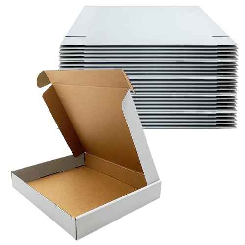 13x11x2 Inches Shipping Boxes Set of 25,White Corrugated Mailing Cardboard Box Literature Mailer for Packing Small Business Moving Storage, E-Commerce Packaging Mailing Boxes Gift Boxes for Presents