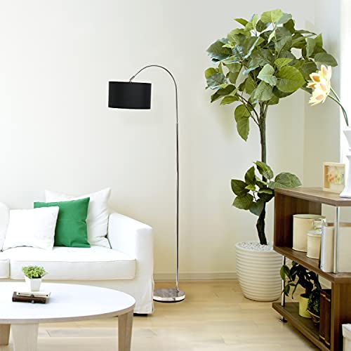 Simple Designs LF2005-BLK-LB 66" Modern Brushed Nickel Arched Floor Lamp with Black Shade for Living Room, Hallway, Entryway, Bedroom, Office, with Feit LED Bulb Included