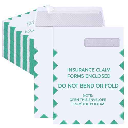 Gueevin 100 Pcs CMS 1500 Claim Form Envelopes 2025 HCFA 1500 Insurance Claim Form Envelopes 9 x 12.5 Inch Large Security Window Mailing(Green)