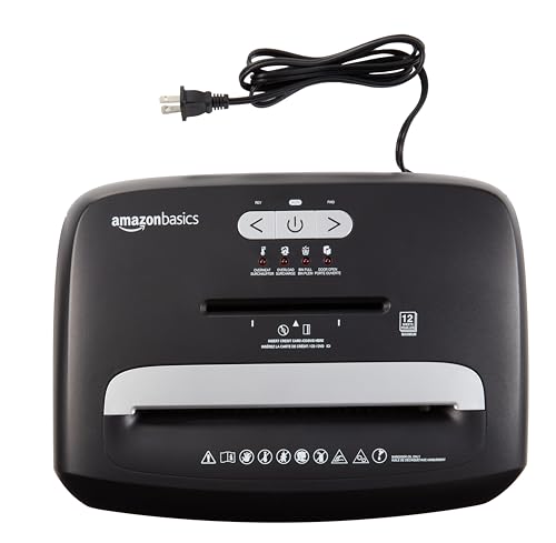 Amazon Basics 12 Sheet High Security Micro Cut Paper Shredder with CD/Card Slot & 6-Gallon Bin