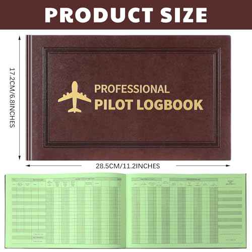 2 Pack Professional Pilot Logbook 128 Sheets Flight Logbook Brown Leather Hardcover Large Aircraft Record Book Aviation Gifts and Gear for Students Pilot
