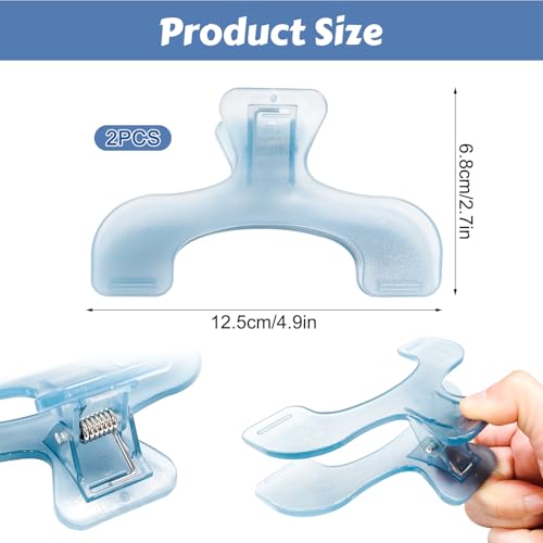 2 Pack Transparent Blue Book Page Holders, Hands-Free Reading Clips for Books & Music Sheets