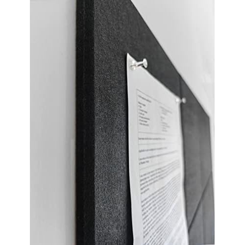 Black Cork Board Alternative 47"x35" | Felt Wall Tiles (12-Pack) | Aesthetic Felt Bulletin Board for Office, Home & Classroom | Large Cork Boards for Walls Pinboard Dartboard Wall Protector