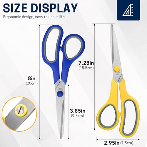 Multicolor 10 Pack 8-Inch Heavy Duty All-Purpose Scissors for Office & Craft