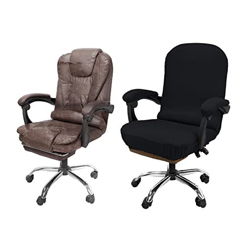 NeColorLife Jacquard Office Chair Cover with Armrests, Large, Black