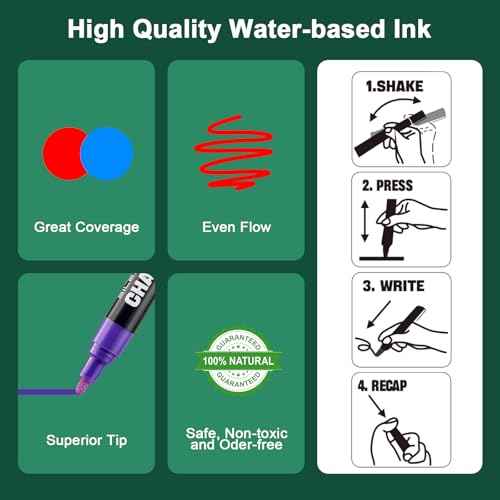 SILENART White Chalk Markers - 8 Pack - Liquid Chalk Markers for Blackboard Chalk Board Windows Glass Acrylic Calendar Board - Erasable Chalk Marker - White