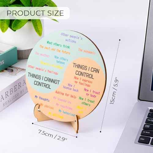 Feelings Wheel Therapy Office Desk Decor - Double Sided Mental Health Emotions Chart with Stand, Therapist Gifts for Home Office Women Man