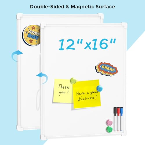 MaxGear Double-Sided Wall-Mount Dry Erase Whiteboard 16x12 Inches, White