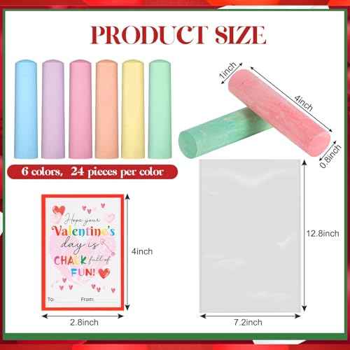 SAIWEILAI ONLINE 192pcs/24pack Valentines Chalk Set Valentines Day Gift for Valentines Day Cards for Classroom Valentine Gift Stuffer Fillers Valentines Classroom