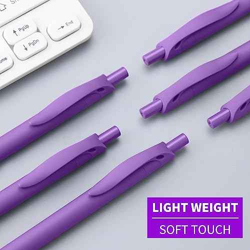 deegtran Pens Bulk, 50 Pack No Bleed Purple Click Pens, Wholesale Retractable Ballpoint Pens, Medium Point, Smooth Ink Pens, 1.0MM Purple Ink