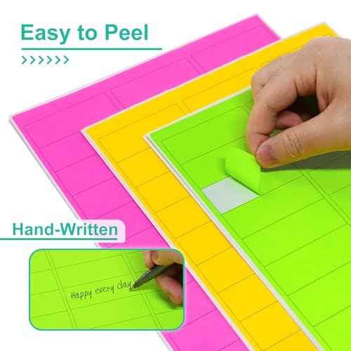 L LIKED 900 Assorted Fluorescent Neon Address Labels, 1" X 2-5/8" Bright Fluorescent Paper Labels for Shipping Envelopes & Small Packages - Green, Yellow, Pink - 30 Sheets