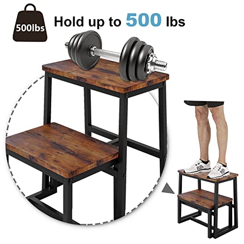 iTsst 2-Step Wooden Stool 500 Lbs, 15.75 x 10.3 x 16.5 in, Rustic Brown