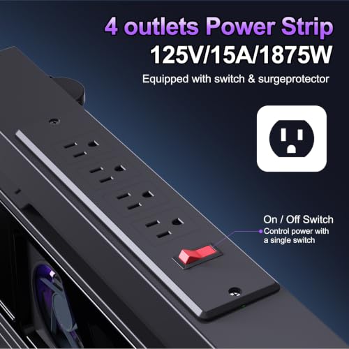Hovadova Computer Tower Stand with Dual Cooling Fans & Built-In Charging Station - Socket + Fan