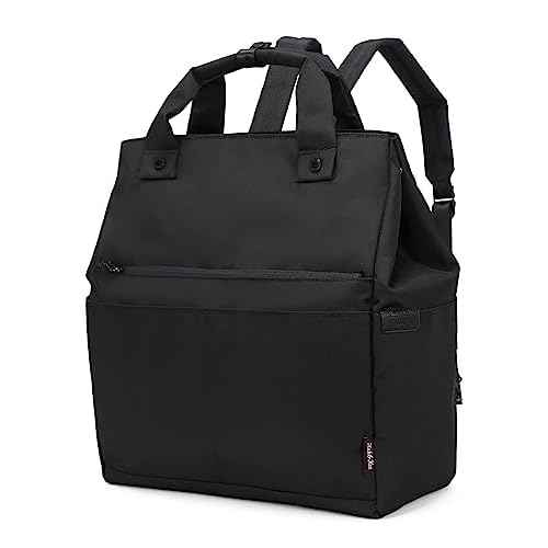 Kah&Kee Backpack Purse for Women Convertible -14 inch Laptop Tote Shoulder Bag. Ideal for Work, College, Travel & Nurses (Black)