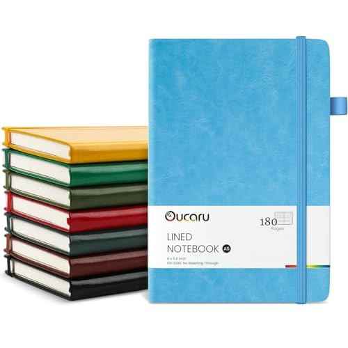 Oucaru Lined Journal Notebook, 8 Pack, 180 Pages, A5 Journals for Writing, 100 GSM Thick Paper, Small Notebooks Daily Journal for Women Men Work, Business, School, Travel Supplies