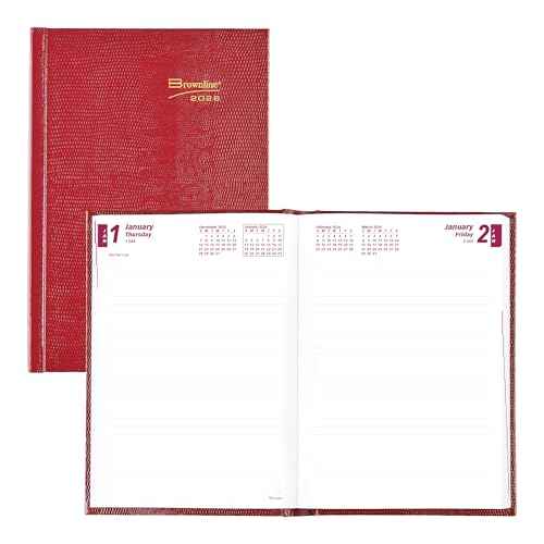 Brownline¢ç 2026 Traditional Daily/Monthly Planner, Untimed Journal, 12 Months, January to December, Perfect Binding, 8.25" x 5.75", Bright Red (CB389.RED-26)