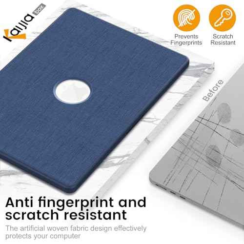 Compatible for MacBook Air 15 Inch Case M4 M3 M2 2025 2024 2023, Foldable Stand, Mouse Pad/Bag, Keyboard Cover, Plastic Hard Shell Woven Fabric Protective Cover for A3241 A3114 A2941, Navy