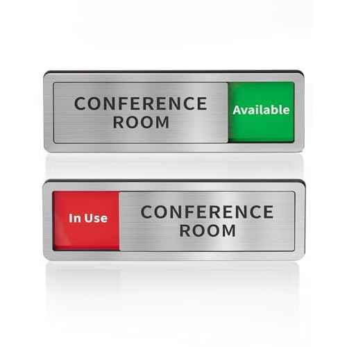 Conference Room Office Door Signs Do Not Disturb, In Use/Available Slider Sign for Home Office Wellness Conference Vacant Occupied Privacy Sliding Door Sign£¬Brushed Silver