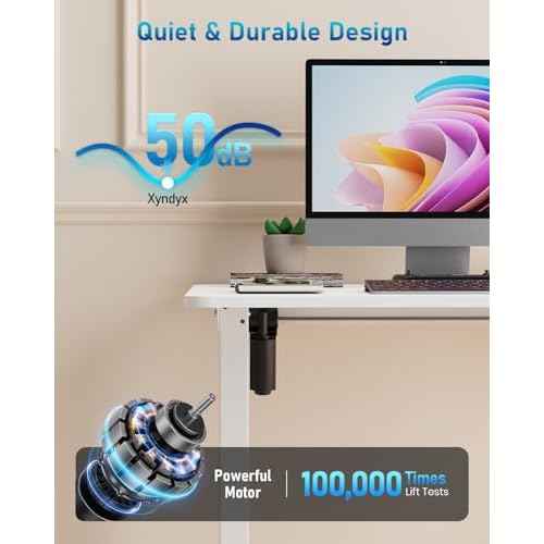 Small Height Adjustable Electric Standing Desk, 31.5" x 23.6" Sit Stand up Desk with Splice Board, Ergonomic Rising Computer Home Office Desk Table with Memory Preset, White Frame/White Top