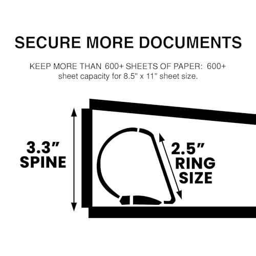 Performore 3 Ring Binder, Professional Angle D 2.5 Inch, Presentation Folder for Standard Pages 8.5 x 11 with Pockets, Crystal Clear View Black Binder (4 Pack)
