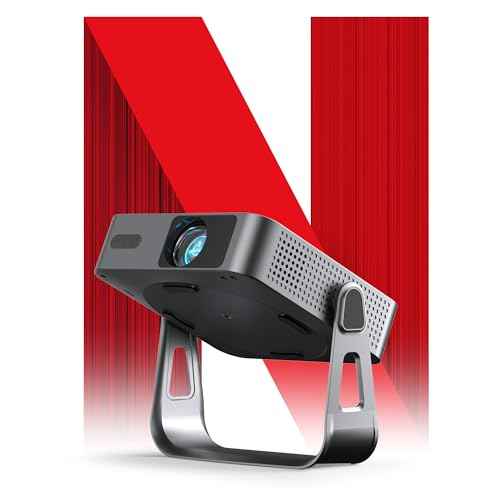 ¡¼Netflix-Licensed Projector & Native 1080P¡½Thinnest 1.81" Smart Mini Projector with WiFi and Bluetooth, Auto Focus & Keystone Portable Outdoor Projector, VOPLLS 4K Support Home Movie Projector(black)