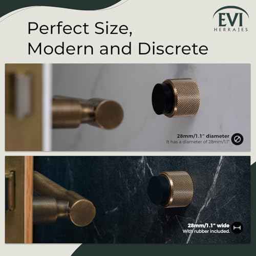 EVI Herrajes | Designer Wall Door Stop - Knurled Texture - 1.1" x 1.1" - Brass Leather Finished - Adhesive and Screw Fastening
