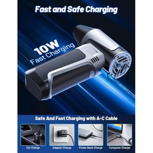 Compressed Air Duster Electric Air Duster Blower Rechargeable 180000RPM with 3 Gear Adjustable Compressed Air Blower Mini Blower Electric for Keyboard PC Home Cleaning Outdoor Car Cleaning