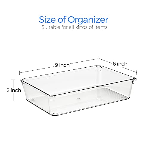 Ravinte 6 Pack Drawer Organizer, 6" x 9" Plastic Storage Bins